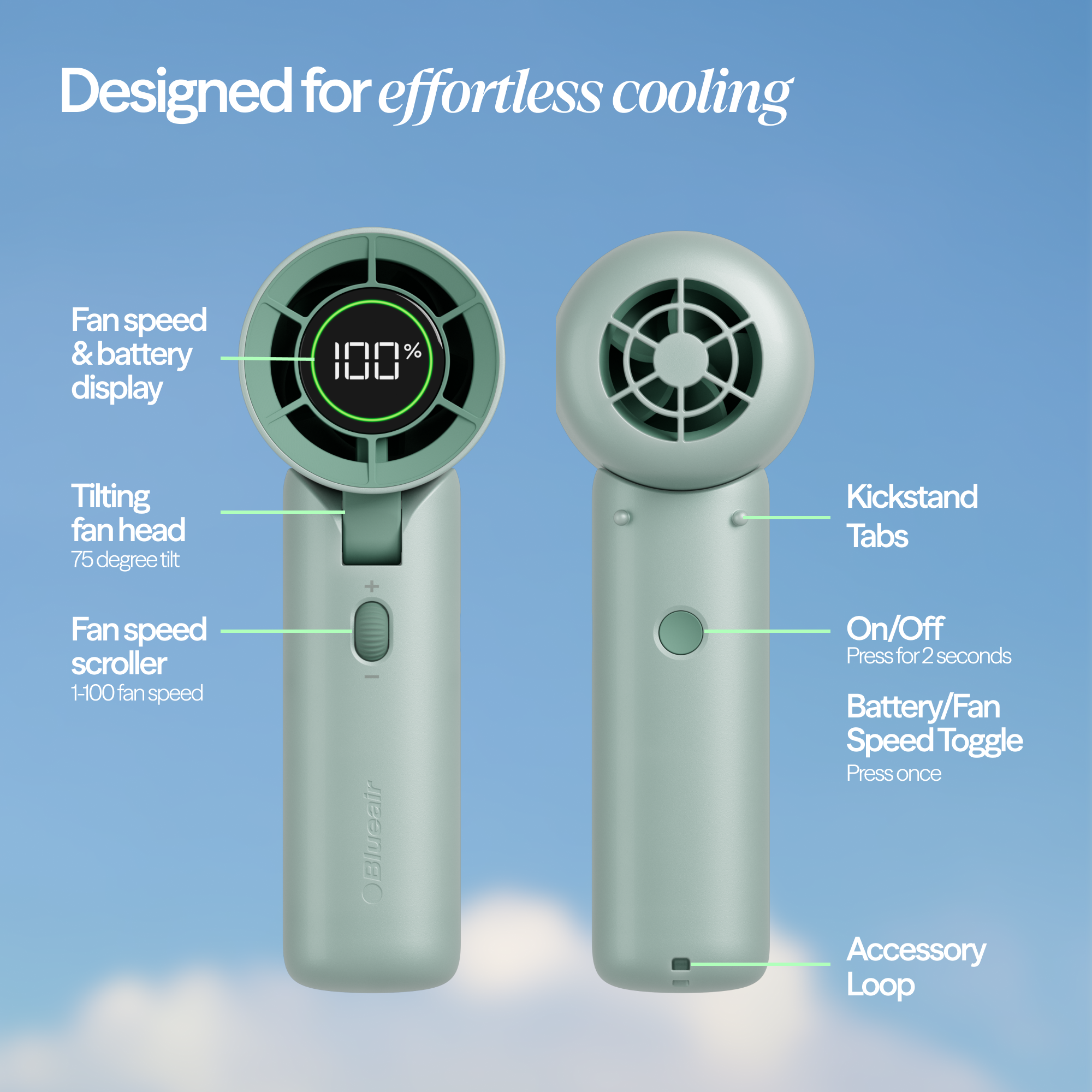 AlwaysCool Portable Handheld Fan - Arctic Sage - Image 6