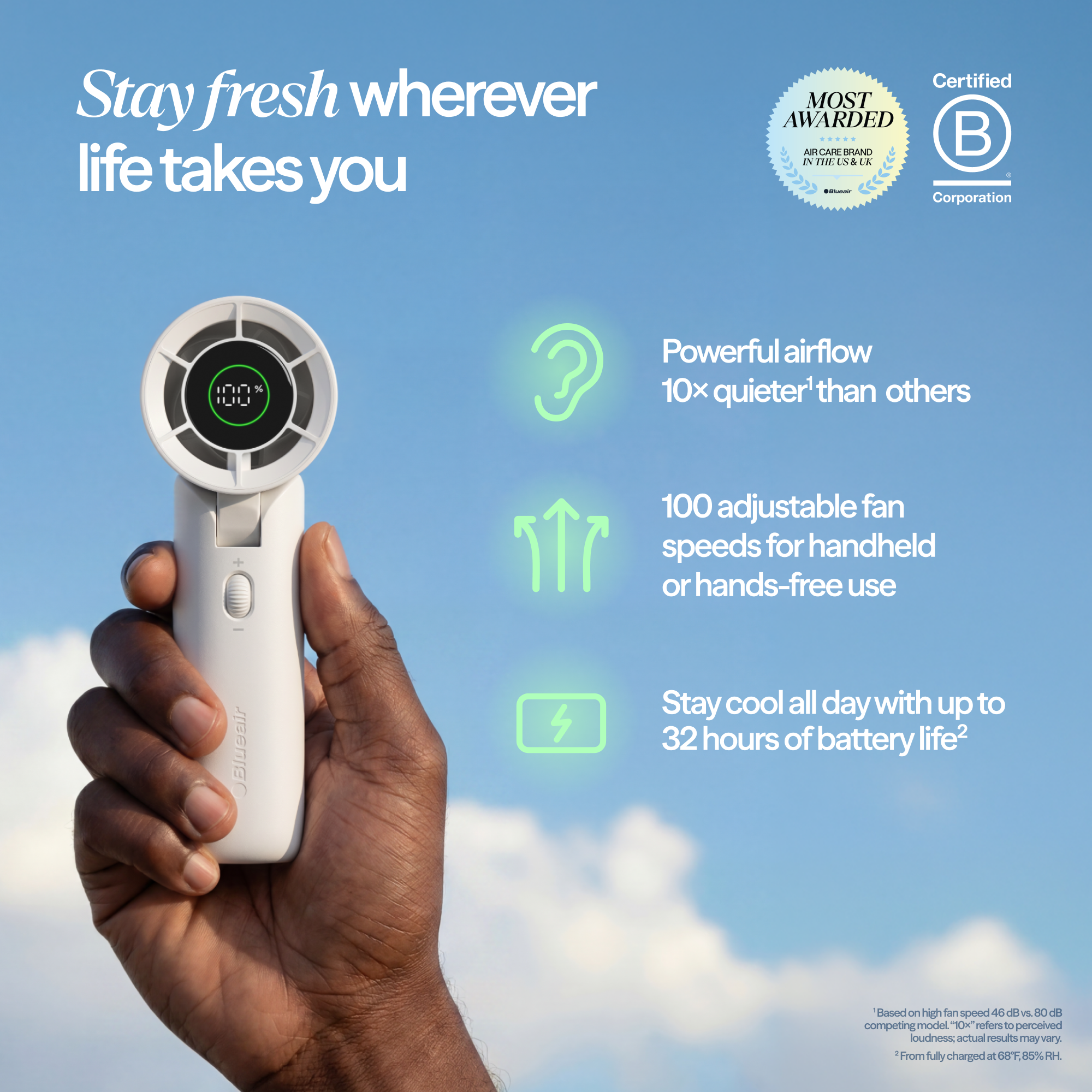 AlwaysCool Portable Handheld Fan - Cloud Linen - Image 2